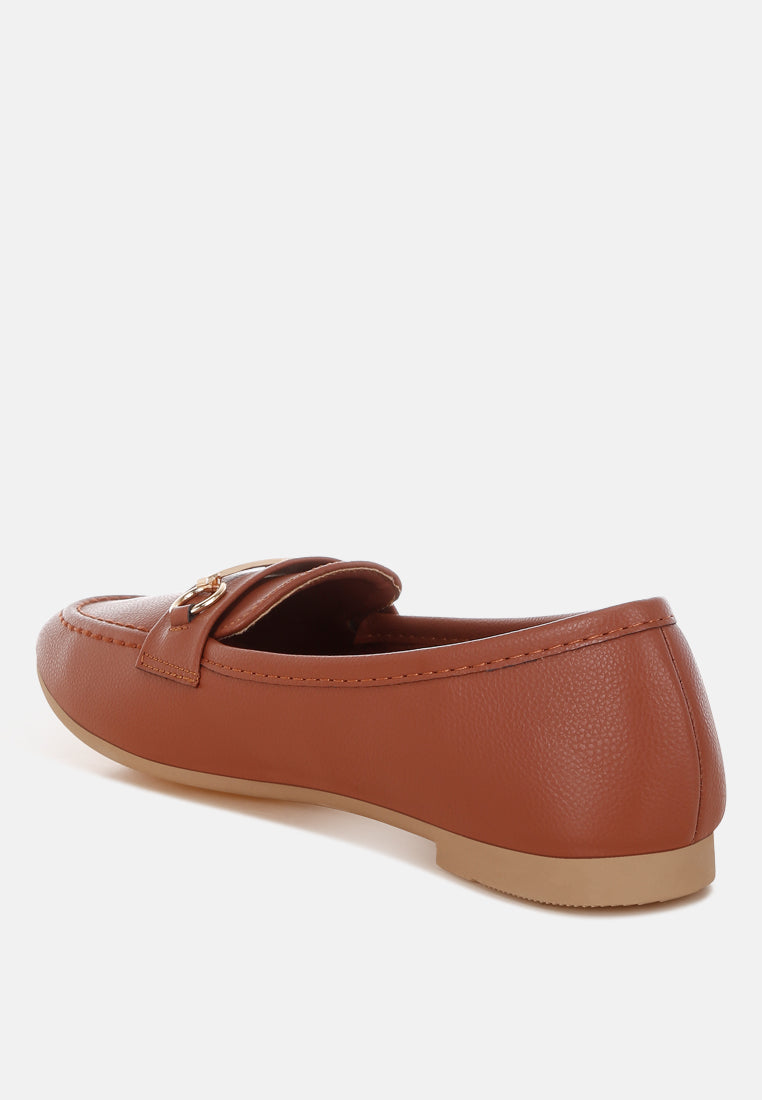 oliot horsebit detail flat loafers#color_tan