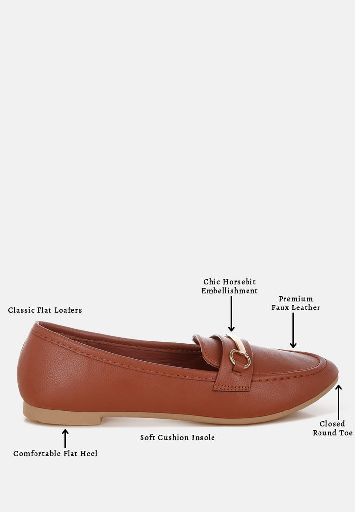 oliot horsebit detail flat loafers#color_tan