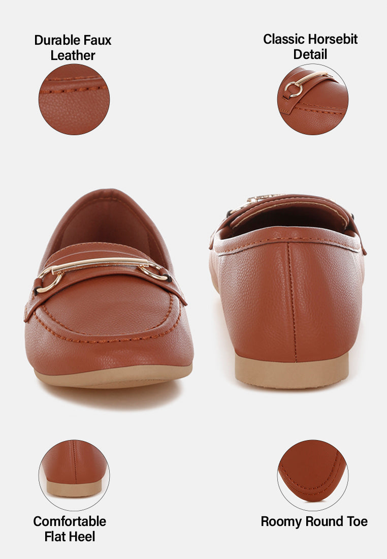 oliot horsebit detail flat loafers#color_tan