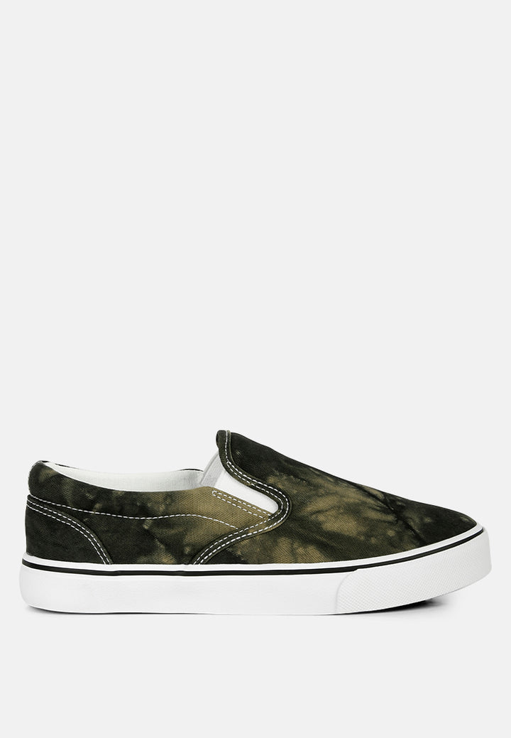 riddler olive green slip on canvas sneakers#color-darkgreen