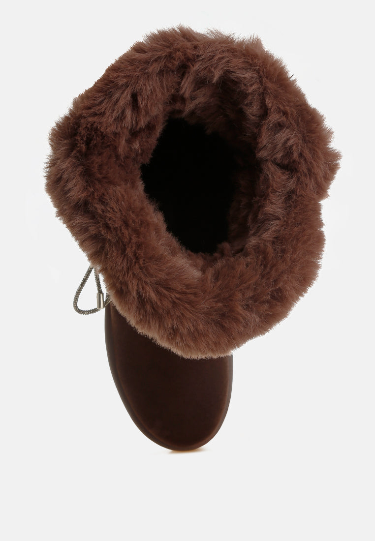 olonya fur collar anti-skid snow boots#color_brown