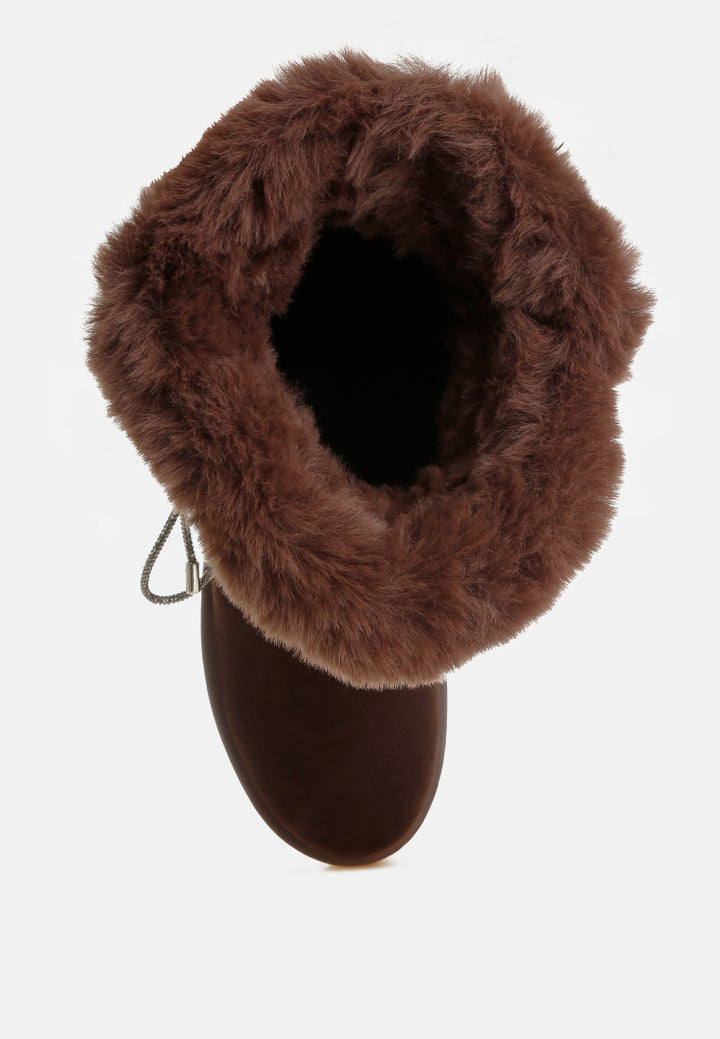 olonya fur collar anti-skid snow boots#color_brown