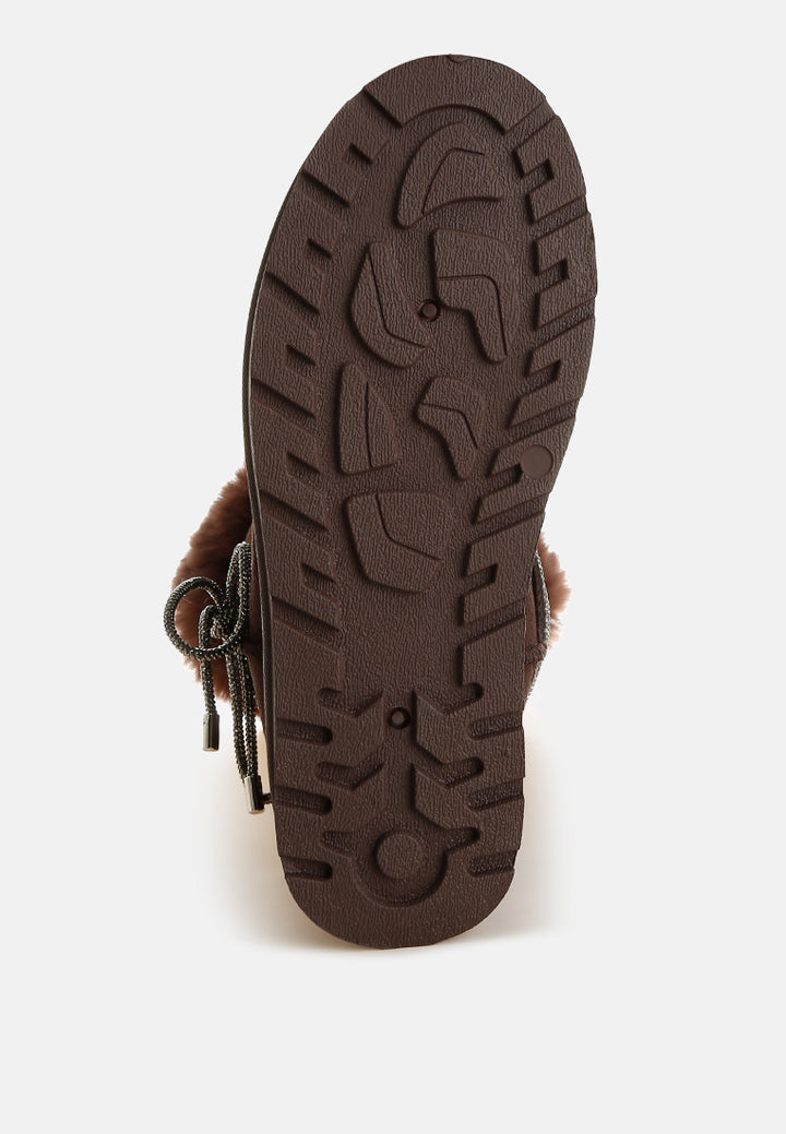 olonya fur collar anti-skid snow boots#color_brown