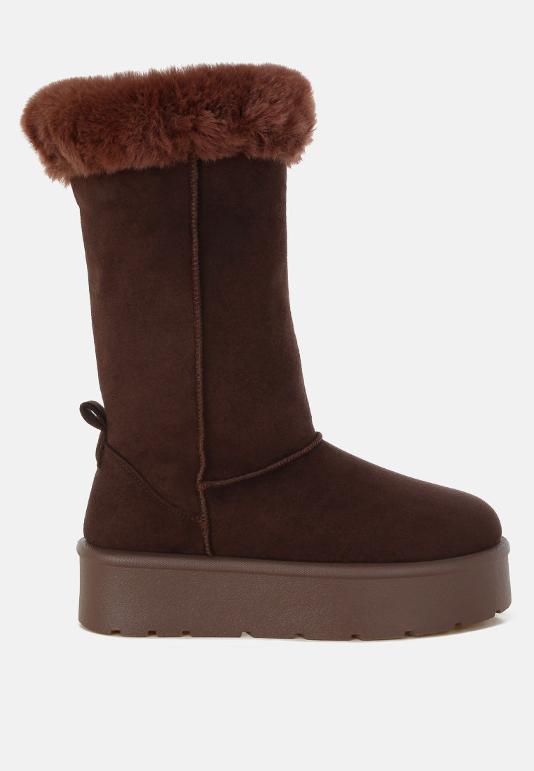 olonya fur collar anti-skid snow boots#color_brown