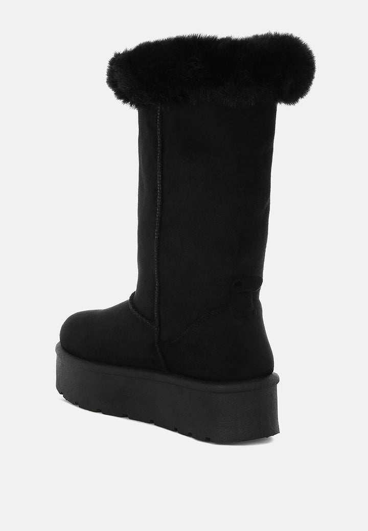 olonya fur collar anti-skid snow boots#color_black