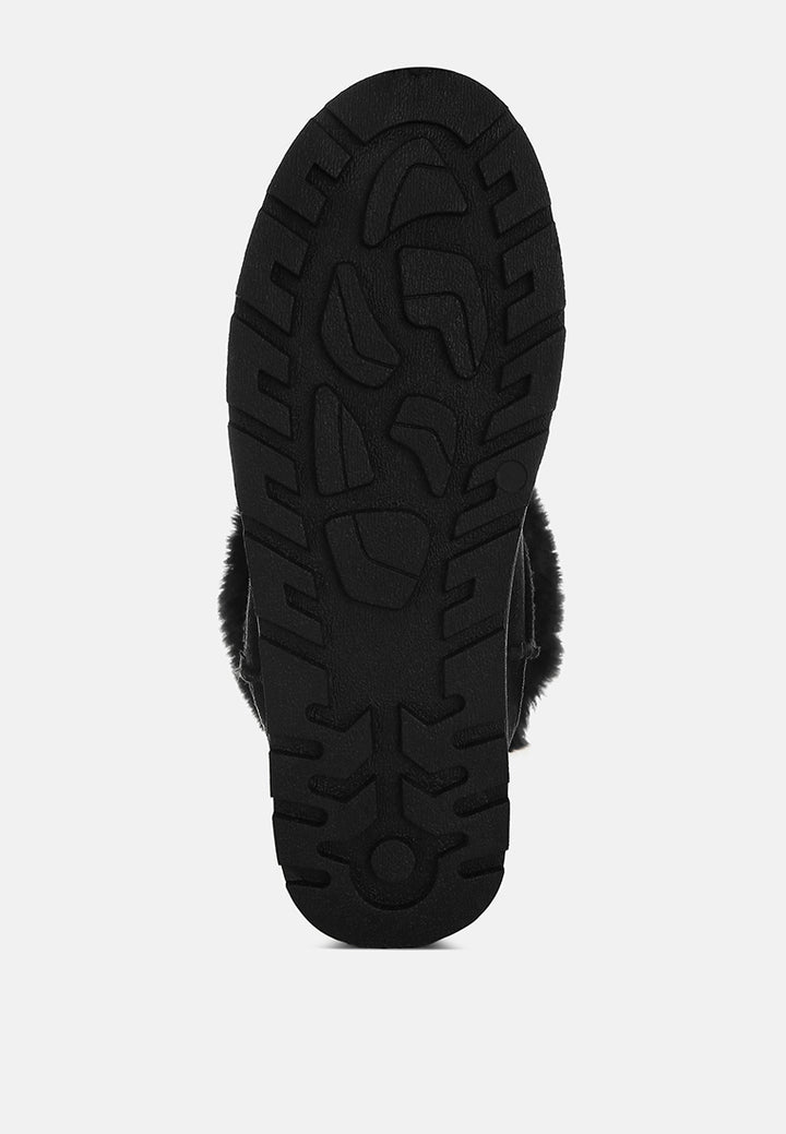 olonya fur collar anti-skid snow boots#color_black