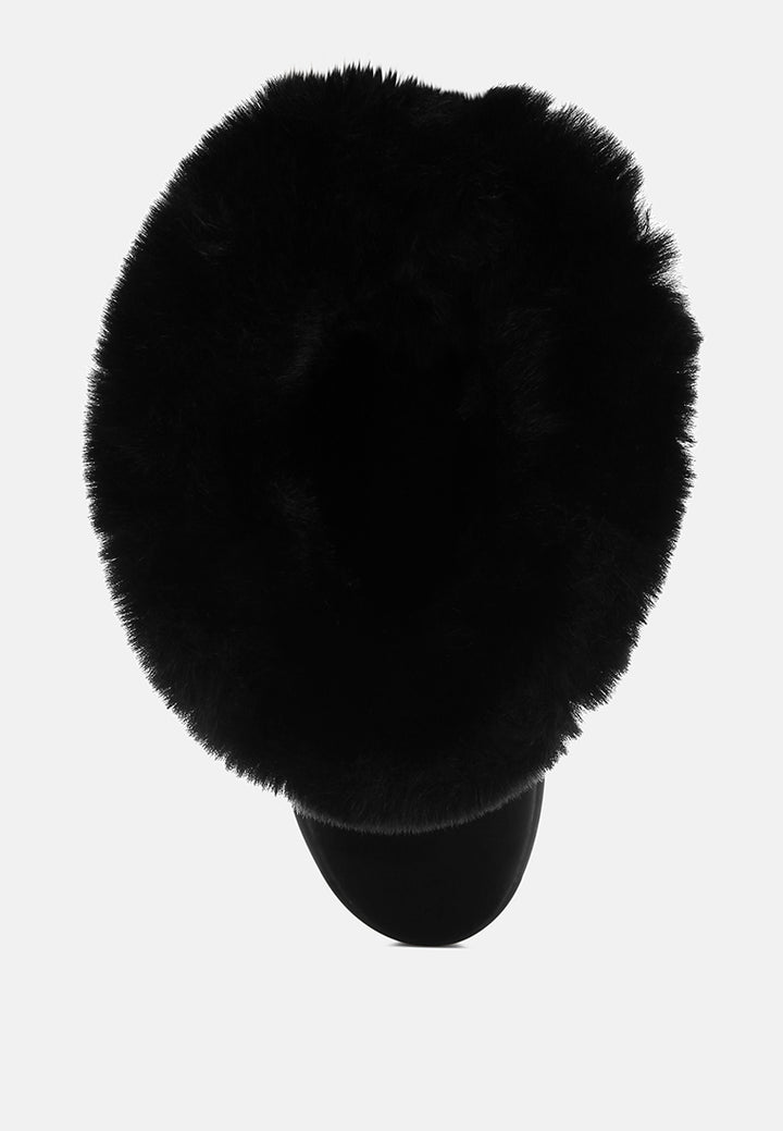 olonya fur collar anti-skid snow boots#color_black