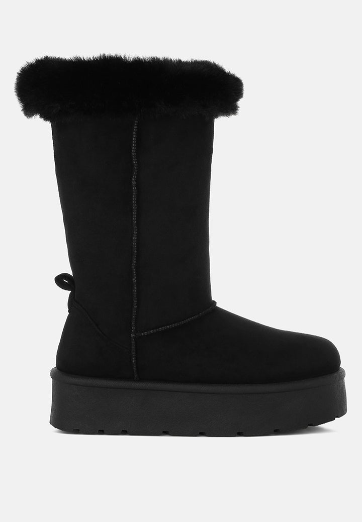 olonya fur collar anti-skid snow boots#color_black