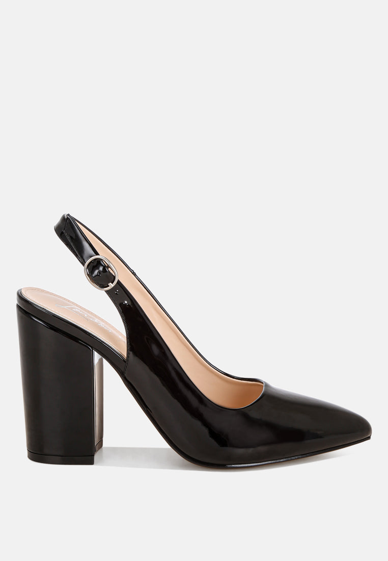 omaga pin buckle slingback heels#color_black-patent