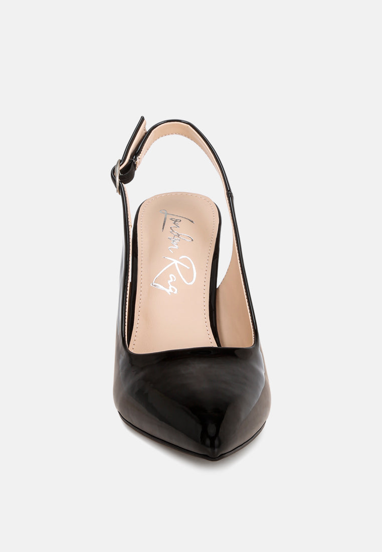 omaga pin buckle slingback heels#color_black-patent
