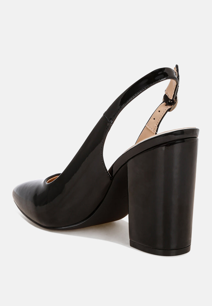 omaga pin buckle slingback heels#color_black-patent