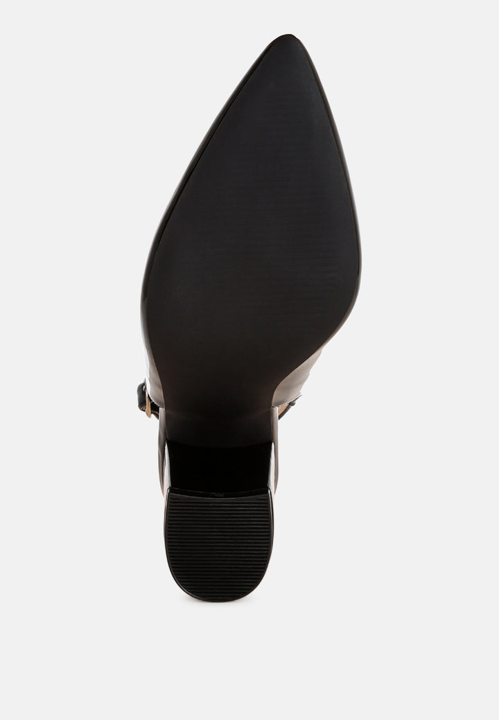 omaga pin buckle slingback heels#color_black-patent