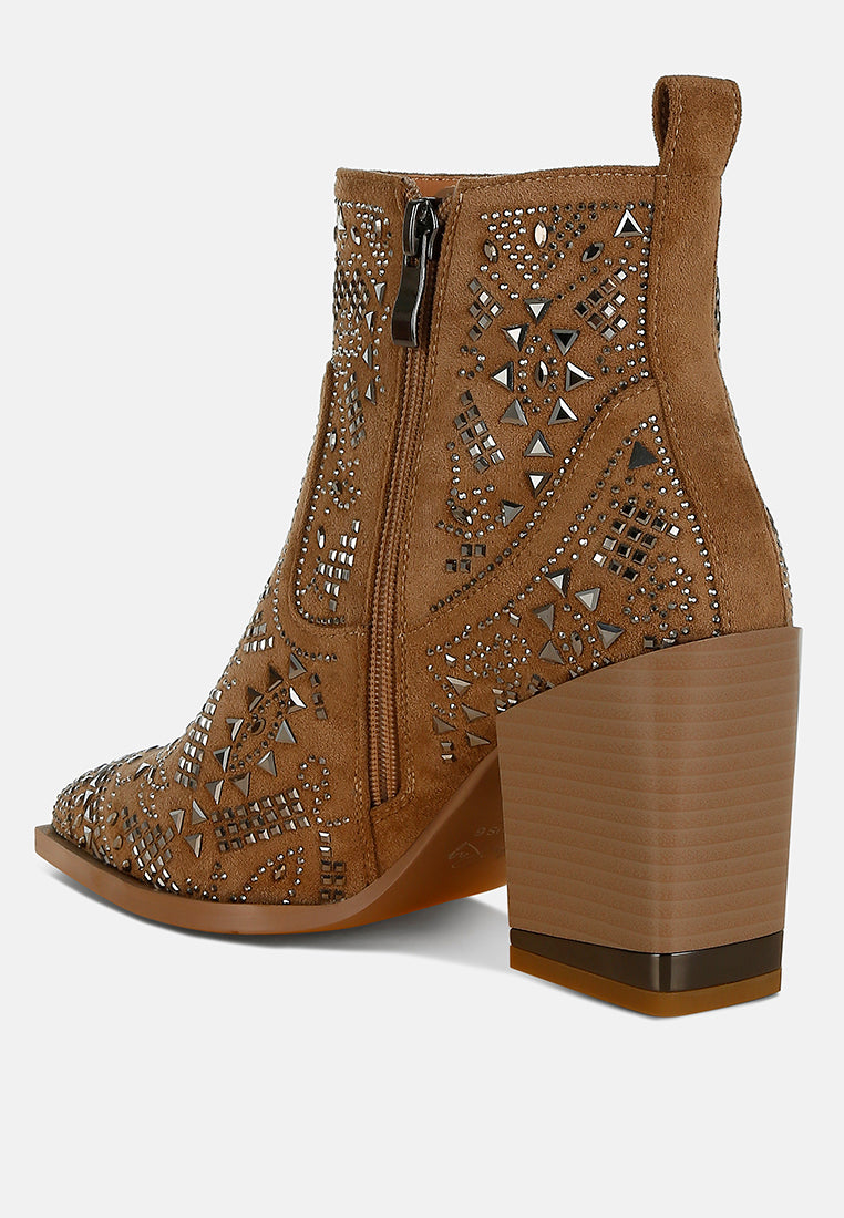 omishi stud embellished ankle boots by rag#color_beige