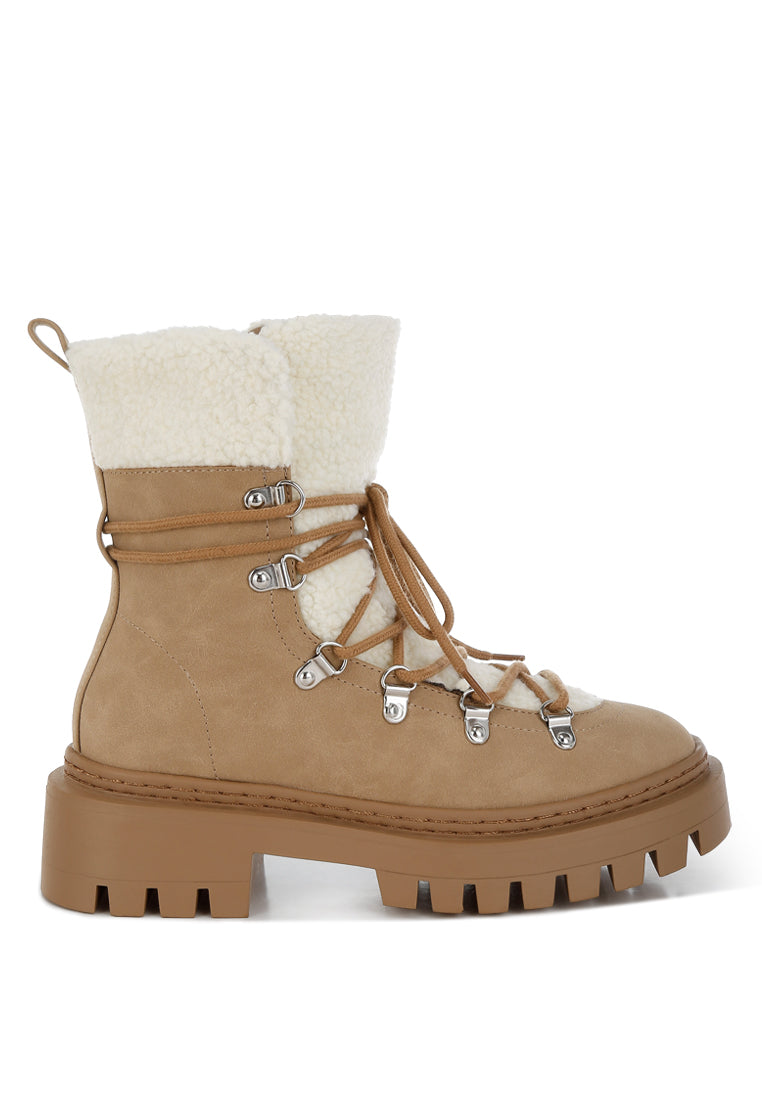 omul fleece & faux leather boots#color_tan