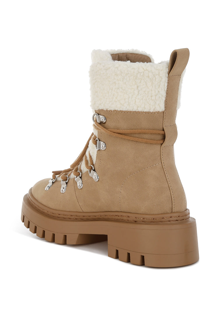 omul fleece & faux leather boots#color_tan