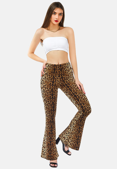 leopard print flared trousers#color_leopard-print