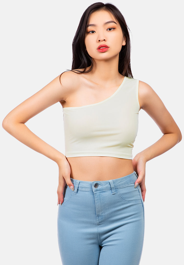 one shoulder knitted crop top by ruw#color_apricot