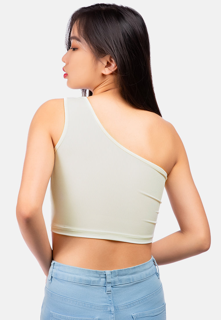 one shoulder knitted crop top by ruw#color_apricot