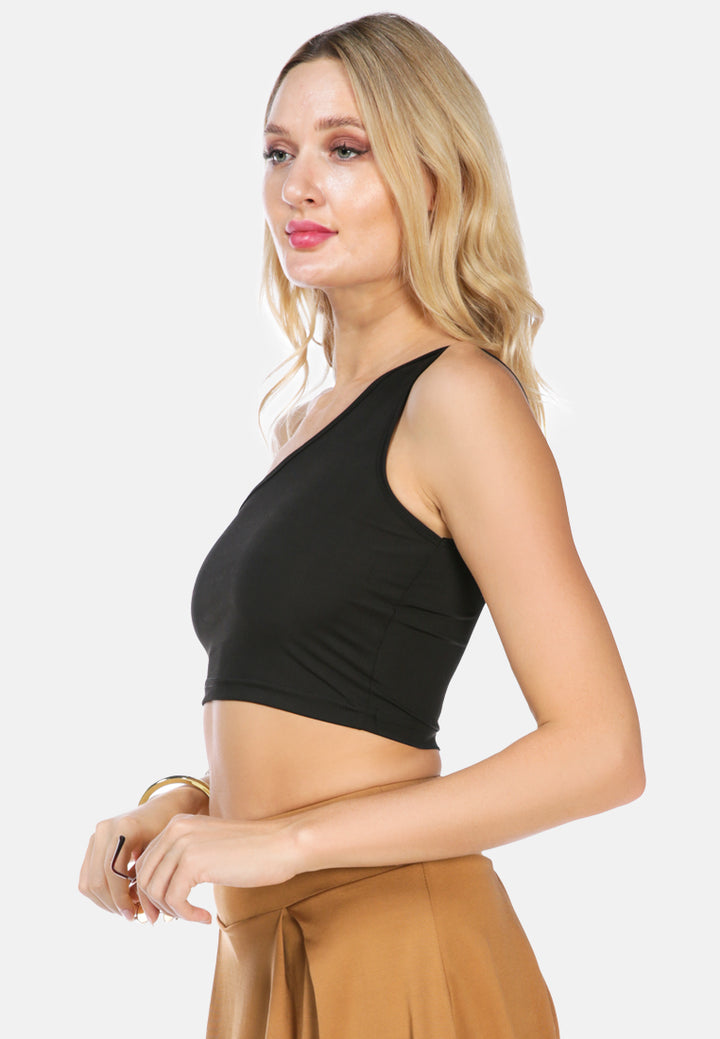 one shoulder knitted crop top by ruw#color_black