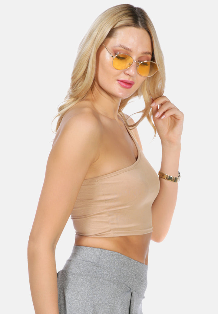 one shoulder knitted crop top by ruw#color_khaki