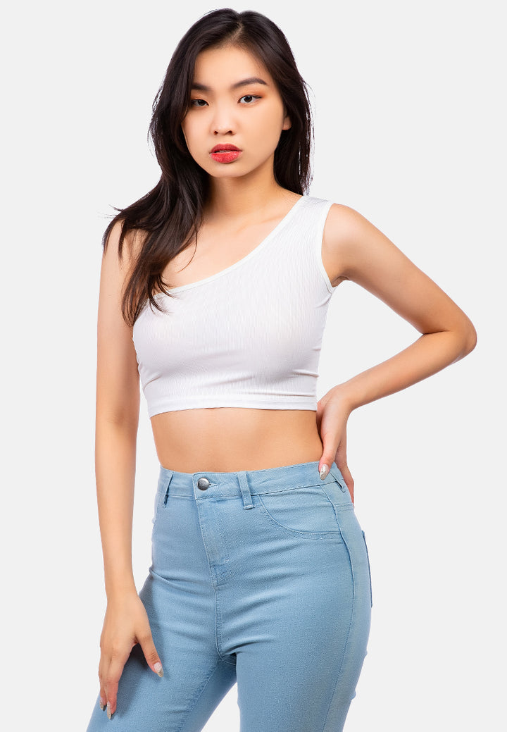 one shoulder knitted crop top by ruw#color_white