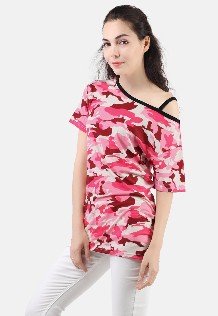 one strap top#color_pink-camouflage