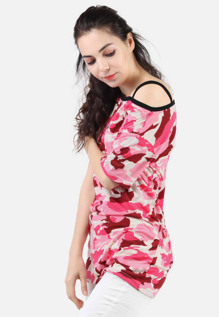 one strap top#color_pink-camouflage