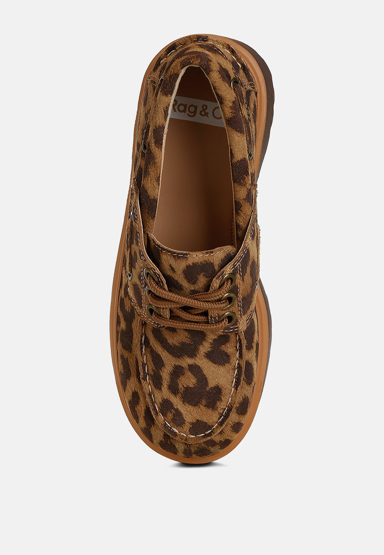 Mocasines Oxford de piel de ante auténtica de ruw#color_leopard