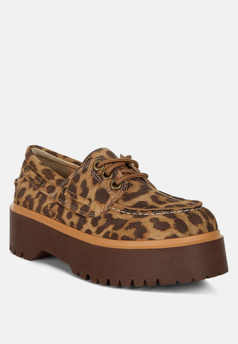 Mocasines Oxford de piel de ante auténtica de ruw#color_leopard