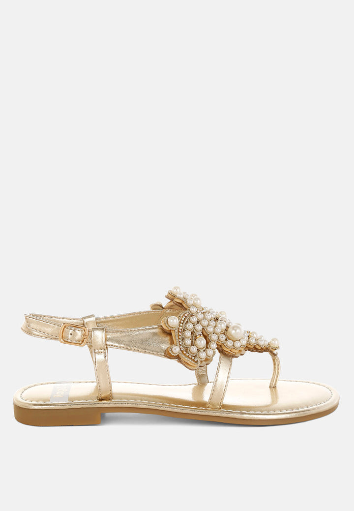 opazie metallic pearl embellished flats#color_gold