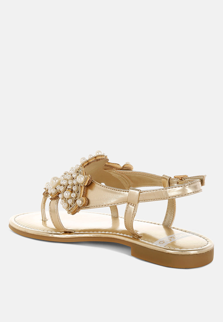 opazie metallic pearl embellished flats#color_gold