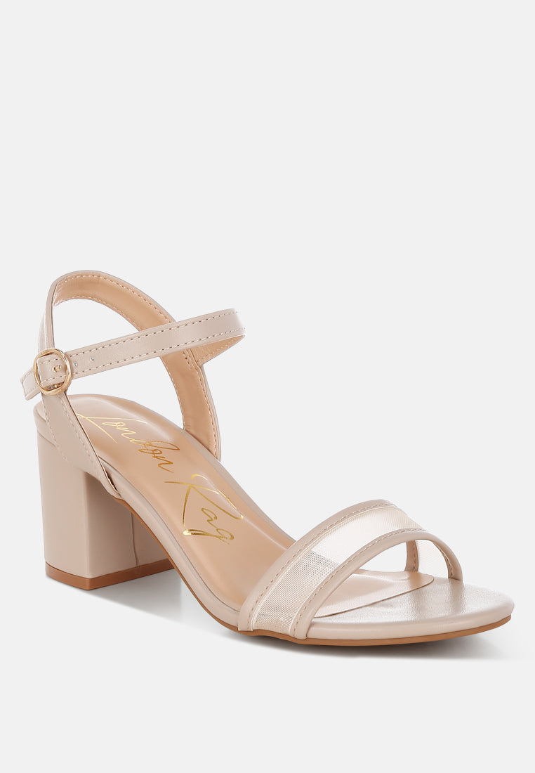 mesh pin buckle block heels by mode#color_beige