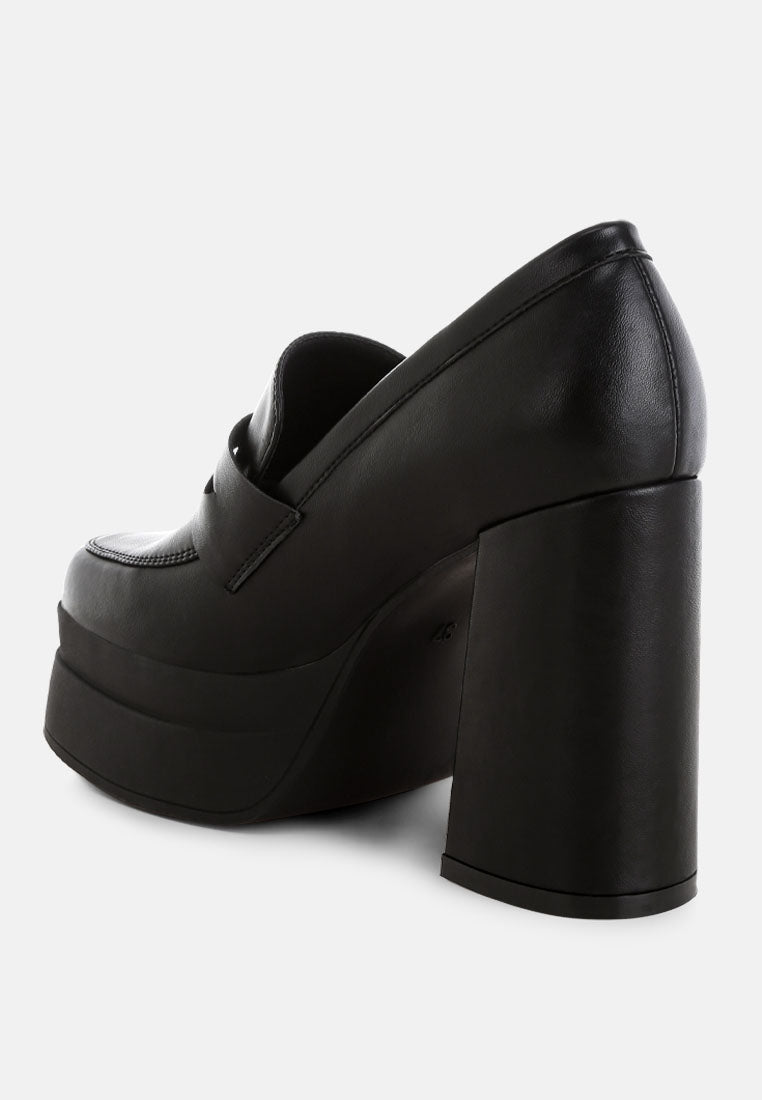 oryana chunky platform heel loafers#color_black