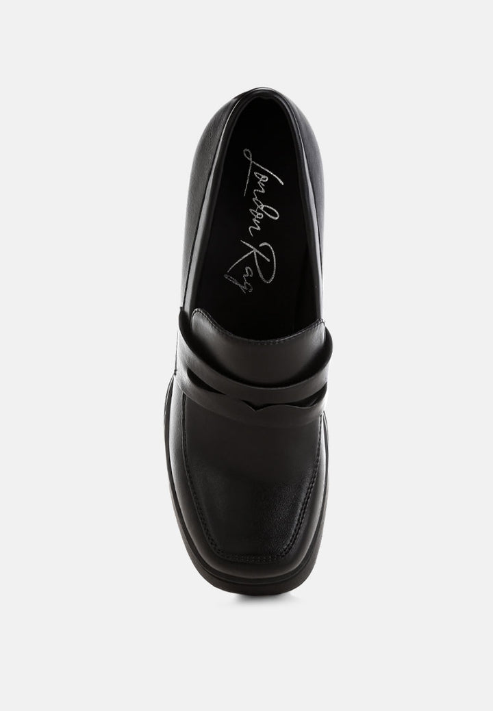 oryana chunky platform heel loafers#color_black
