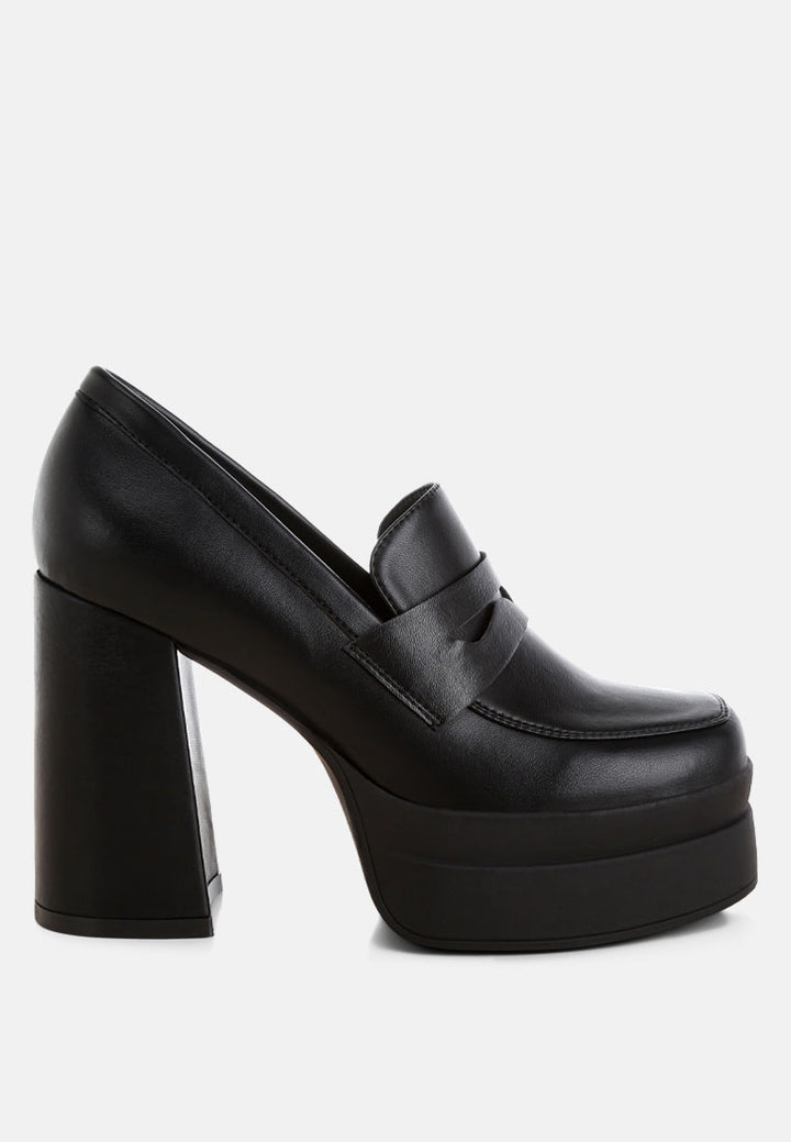 oryana chunky platform heel loafers#color_black