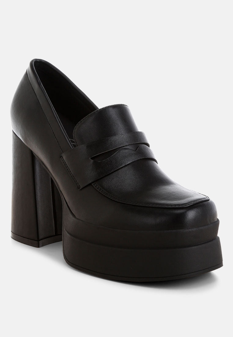 oryana chunky platform heel loafers#color_black