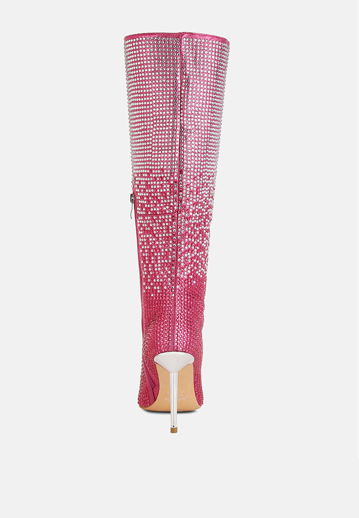 orymple shiny rhinestone studded calf boots by ruw#color_pink