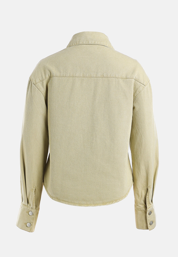 oversized button up denim shacket#color_sand