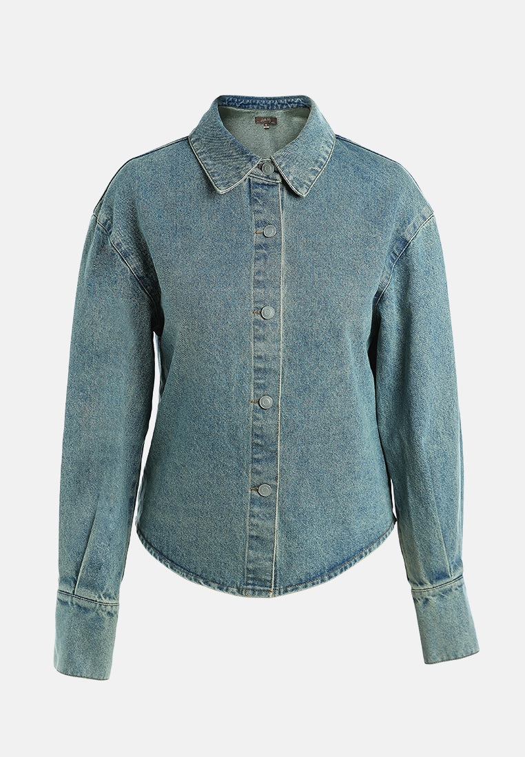 oversized button up denim shacket#color_vintage