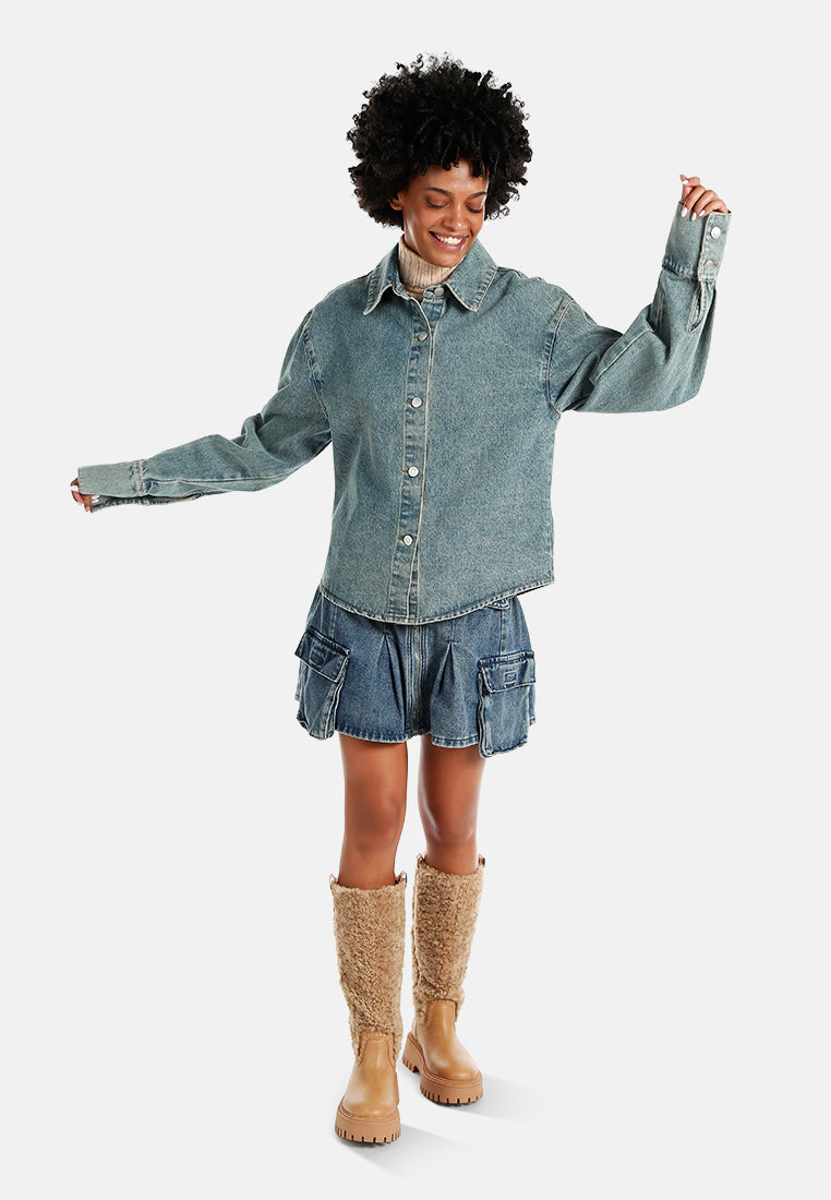 oversized button up denim shacket#color_vintage
