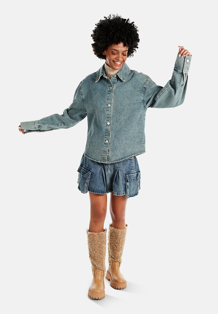 oversized button up denim shacket#color_vintage