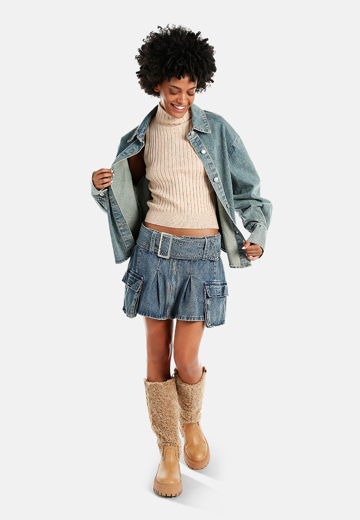 oversized button up denim shacket#color_vintage