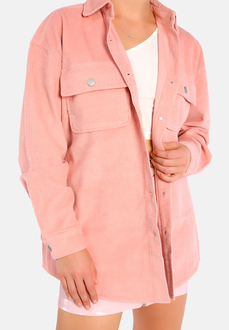oversized casual corduroy shirt#color_pink
