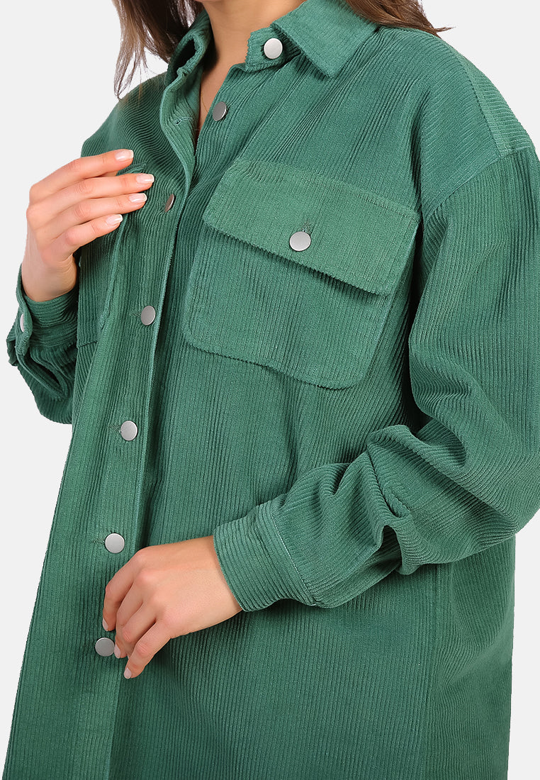 oversized casual corduroy shirt#color_teal-green
