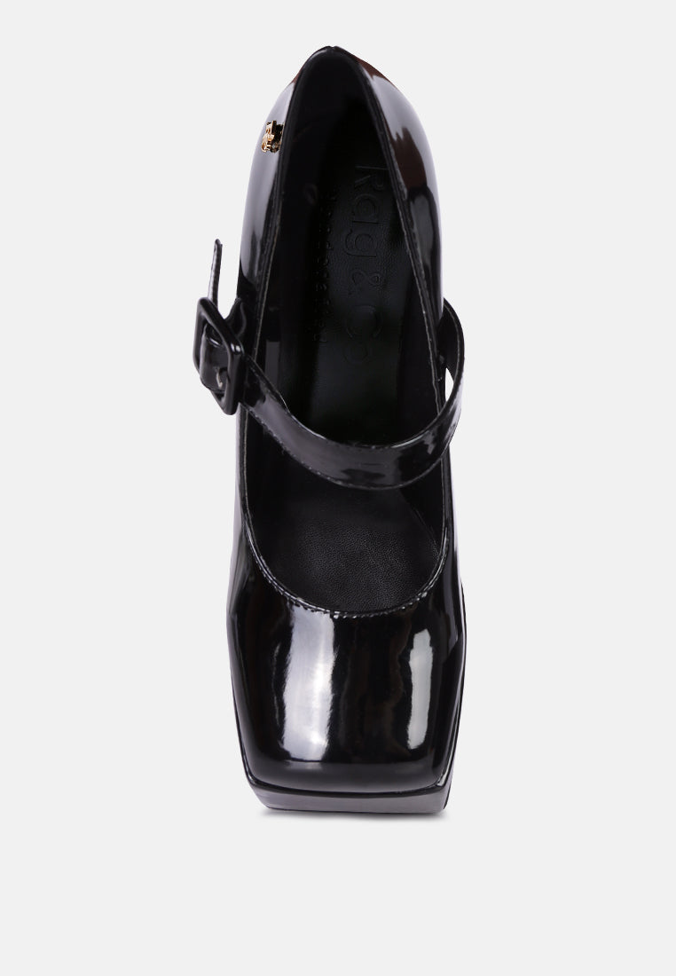 Sandalias Mary Jane con tacón de plataforma alta y declaración de Pablo#color_negro