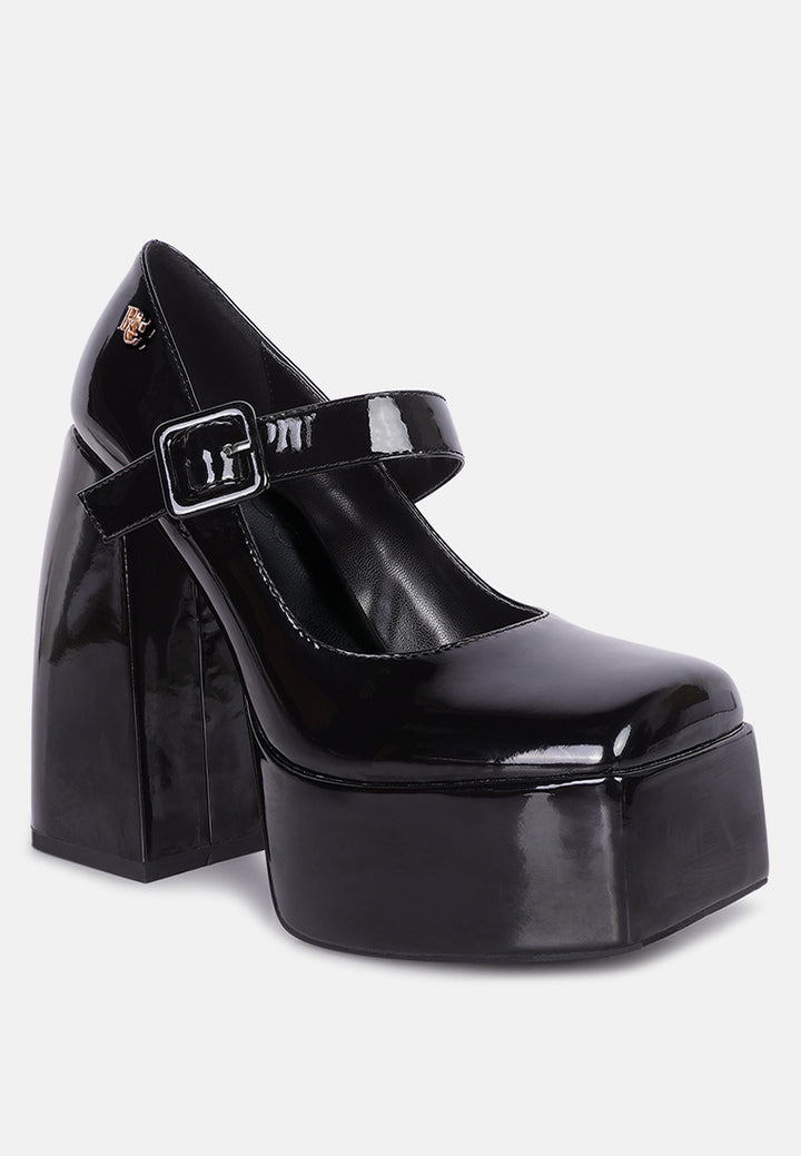 Sandalias Mary Jane con tacón de plataforma alta y declaración de Pablo#color_negro