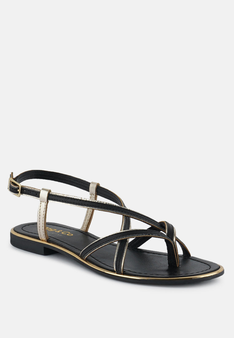 pheboe strappy flat sandals#color_black-gold