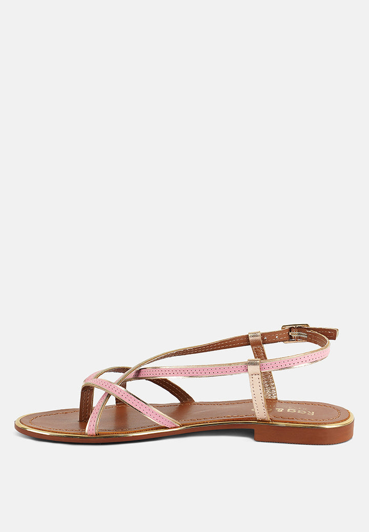 pheboe strappy flat sandals#color_pink-gold