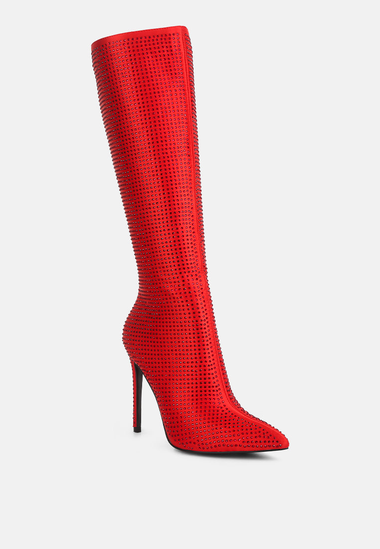 pipette diamante set high heeled calf boot#color_red
