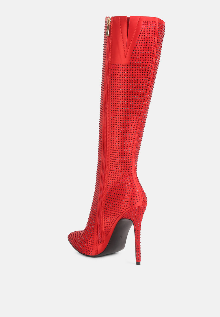 pipette diamante set high heeled calf boot#color_red